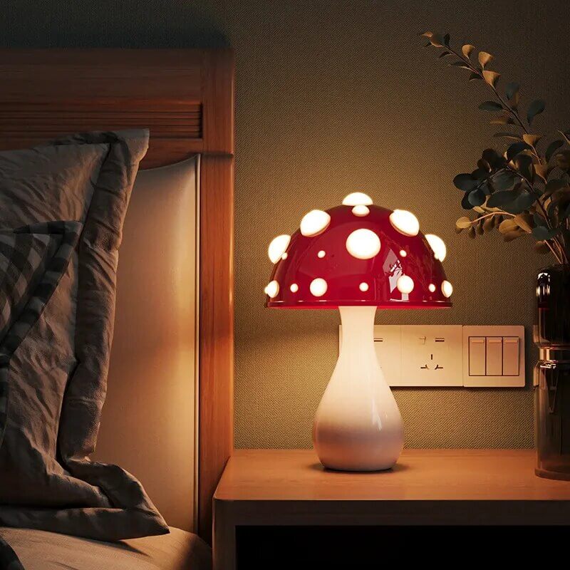 LED Tischlampe Pilz Design Dimmbare Nachttischlampe