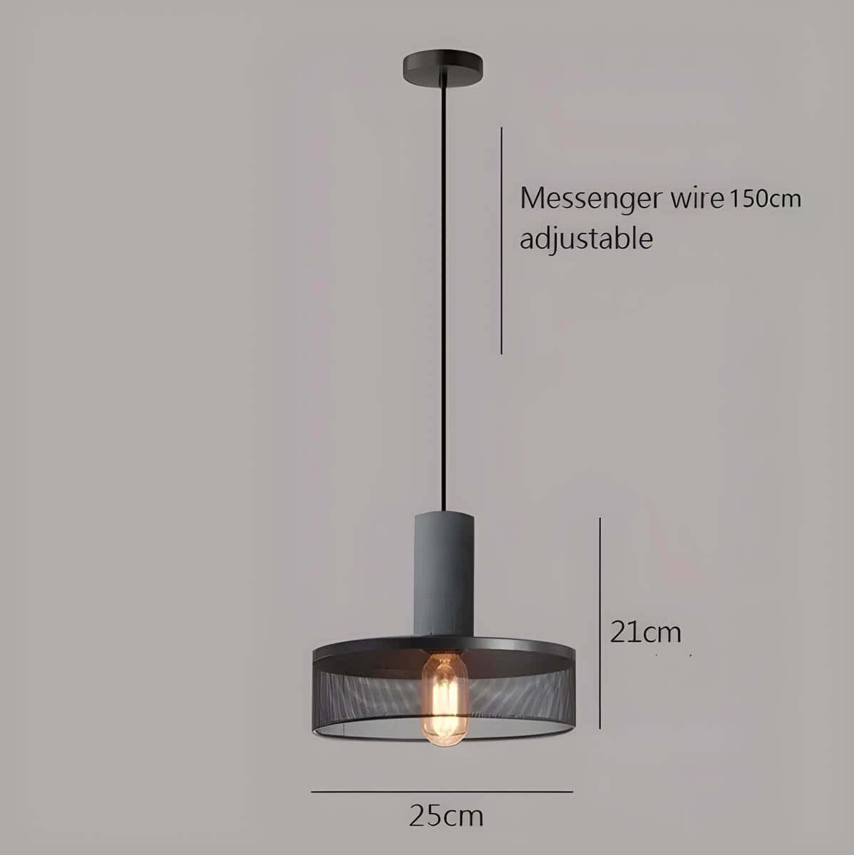 Industrielle Pendelleuchte aus Beton und Metall