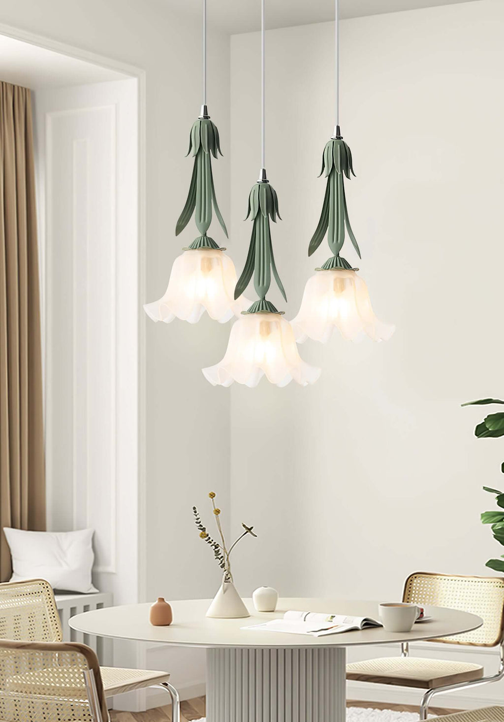 Blumen Pendelleuchte im Vintage Design Elegante Hängeleuchte