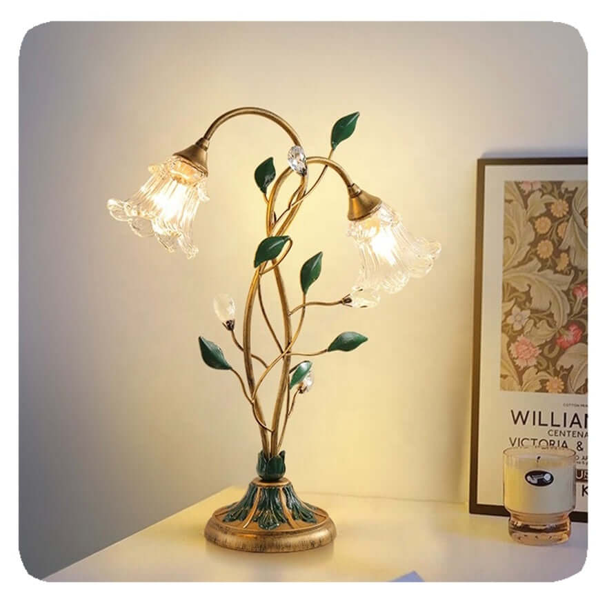 Vintage Tischlampe mit Blumenmotiv Elegante Nachttischlampe