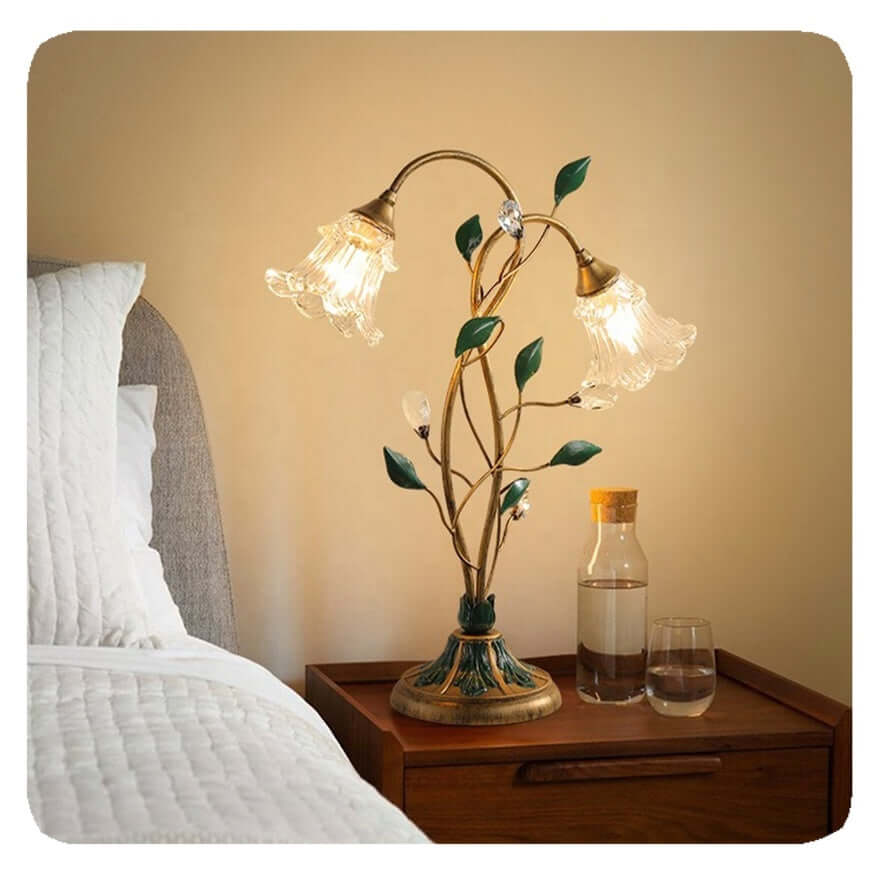 Vintage Tischlampe mit Blumenmotiv Elegante Nachttischlampe