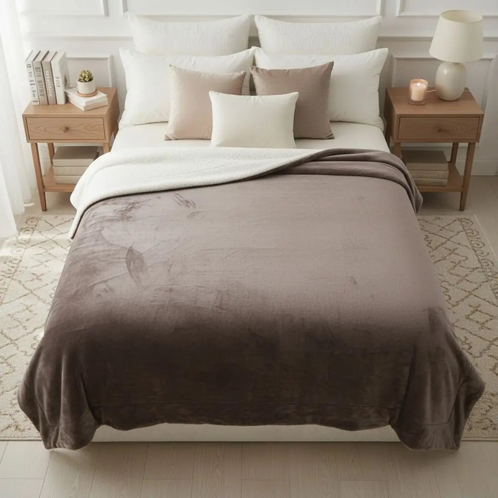 Sherpa Fleece Decke extra weich Kuscheldecke mit Teddyfell für Sofa