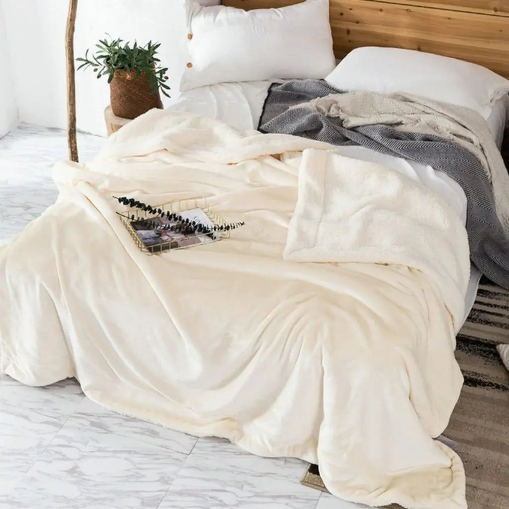 Sherpa Fleece Decke extra weich Kuscheldecke mit Teddyfell für Sofa