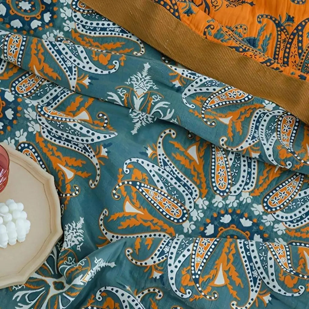 Baumwoll Tagesdecke mit Boho Muster Doppellagige Wohndecke