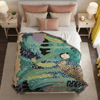 Gewebte Wohndecke mit Jungle-Motiv Kuschelige Baumwoll