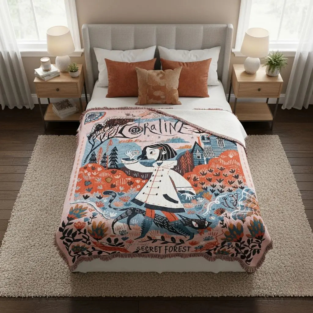 Gewebte Wohndecke mit Jungle-Motiv Kuschelige Baumwoll