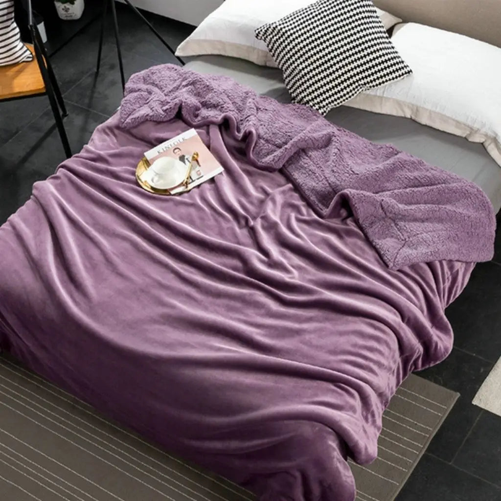 Sherpa Fleece Decke extra weich Kuscheldecke mit Teddyfell für Sofa