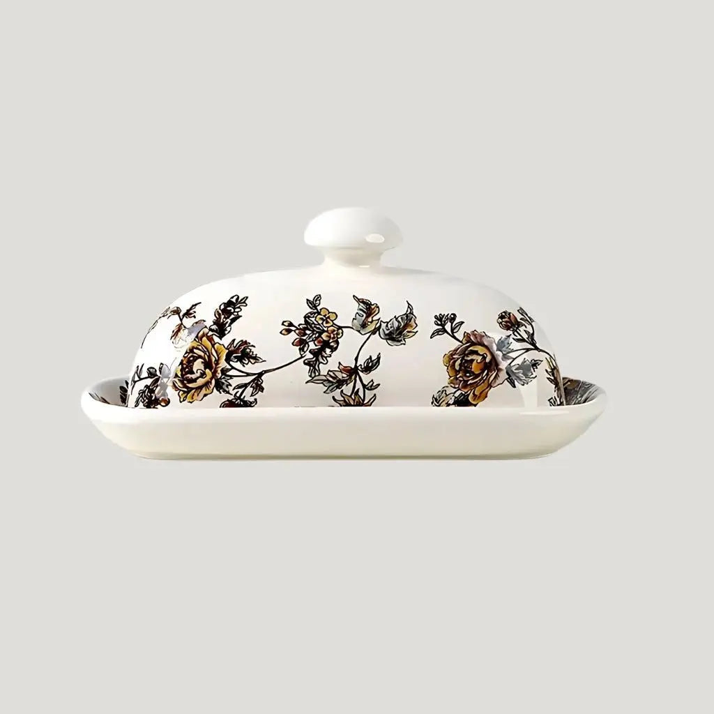 Keramik Butterdose mit Deckel im mediterranen Design
