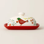 Keramik Butterdose mit Deckel im mediterranen Design