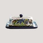 Keramik Butterdose mit Deckel im mediterranen Design