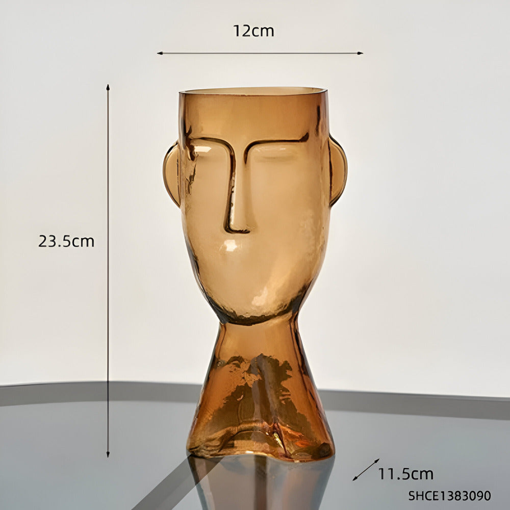 Künstlerische Glasvase in Kopf-Form Moderne Dekovase