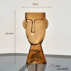 Künstlerische Glasvase in Kopf-Form Moderne Dekovase