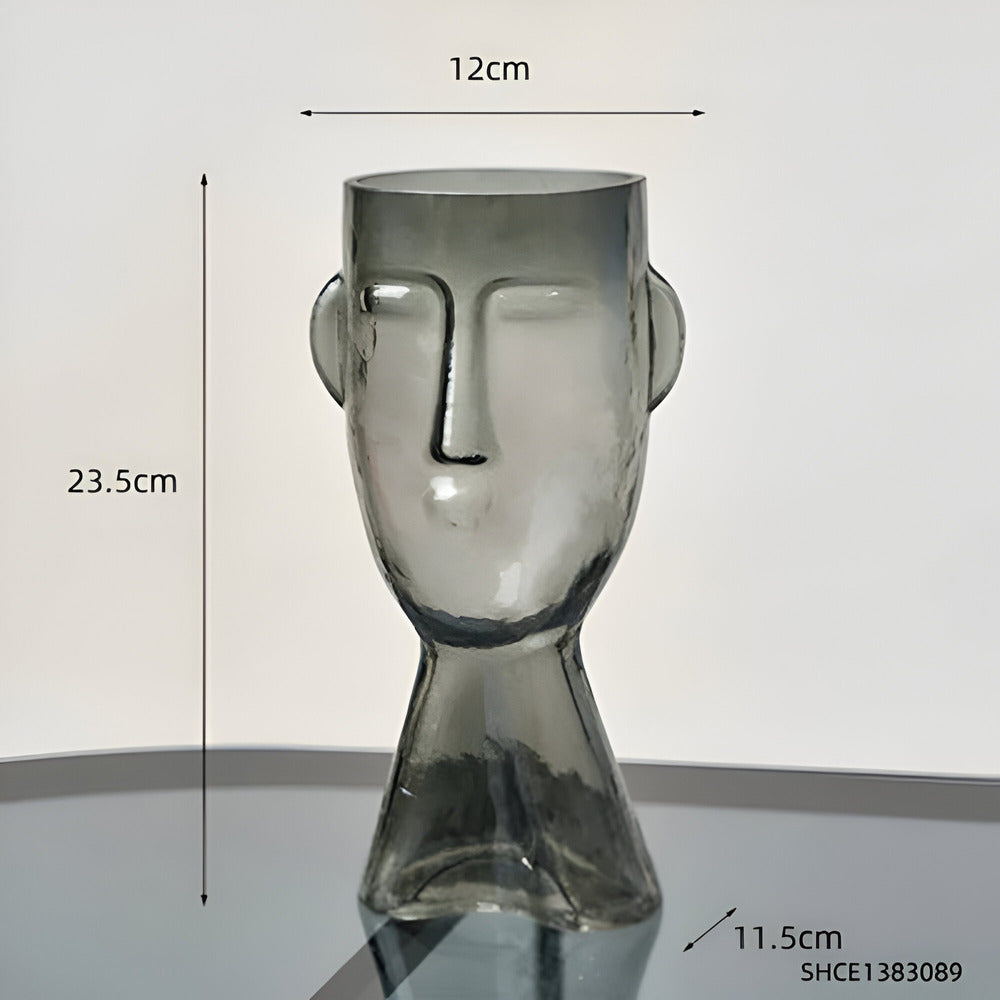 Künstlerische Glasvase in Kopf-Form Moderne Dekovase
