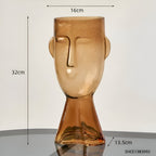 Künstlerische Glasvase in Kopf-Form Moderne Dekovase
