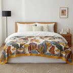 Baumwoll Musselin Decke mit Boho Muster Mehrlagige Kuscheldecke
