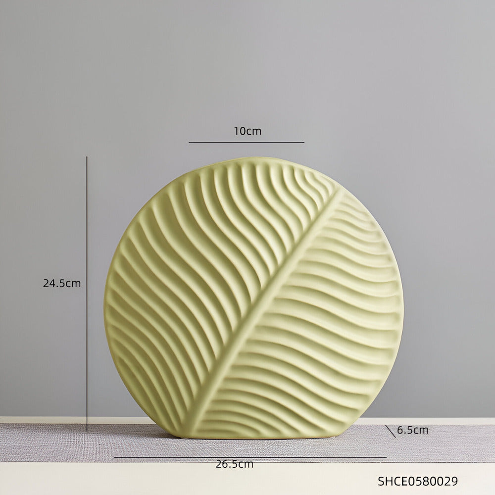 Skandinavische Keramikvase mit Blattstruktur Moderne Dekovase