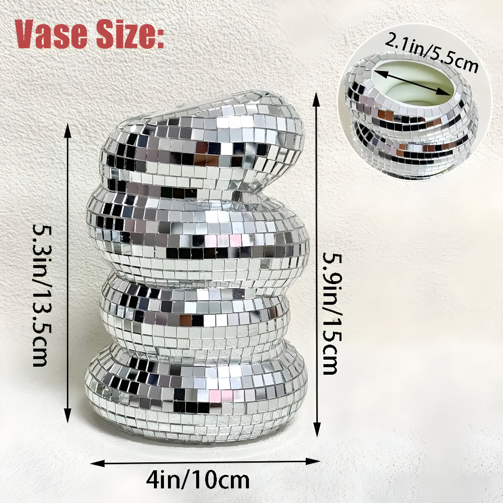 Disco Vase mit Spiegelmosaik Runde Glitzer Blumenvase