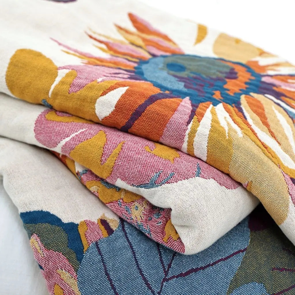 Baumwoll Musselin Decke mit Boho Muster Mehrlagige Kuscheldecke