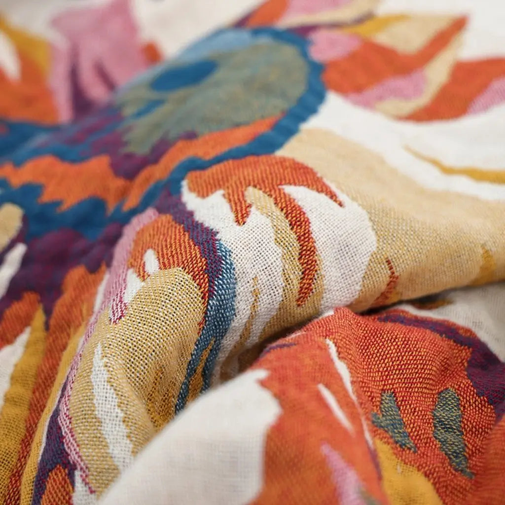 Baumwoll Musselin Decke mit Boho Muster Mehrlagige Kuscheldecke