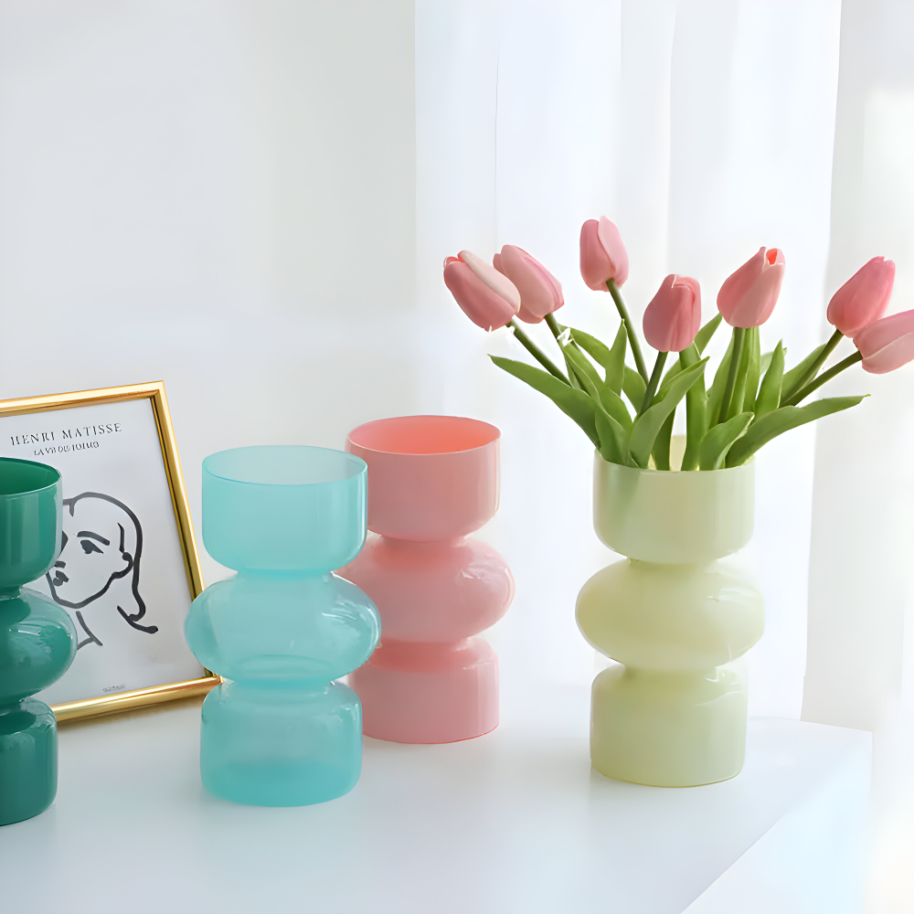 Moderne Glasvase im Nordic Design Dekorative Blumenvase aus Glas