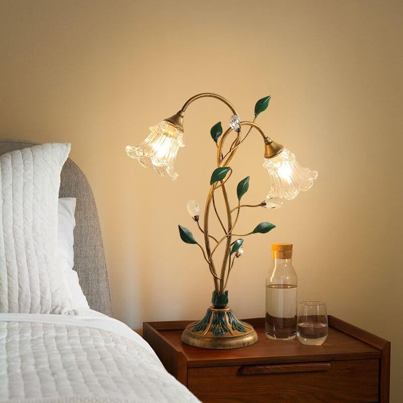 Vintage Tischlampe mit Blumenmotiv Elegante Nachttischlampe