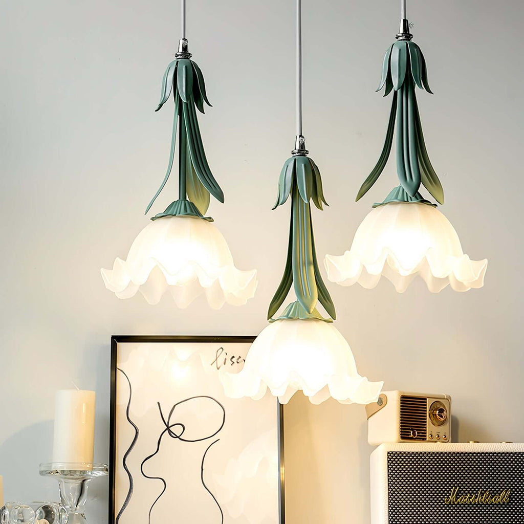Blumen Pendelleuchte im Vintage Design Elegante Hängeleuchte