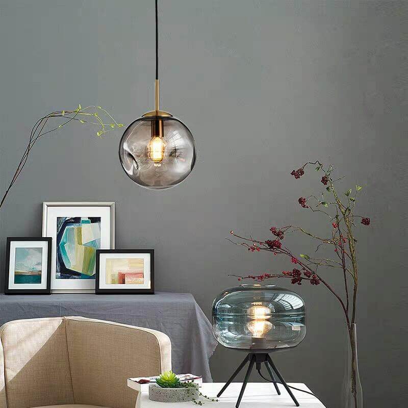 Moderne Glas Pendelleuchte Kugel Runde Hängeleuchte