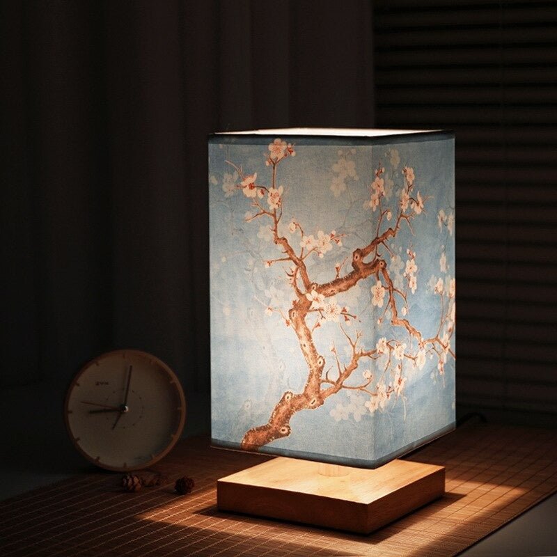 Japanische Tischlampe aus Holz und Bambus Minimalistische Nachttischlamp